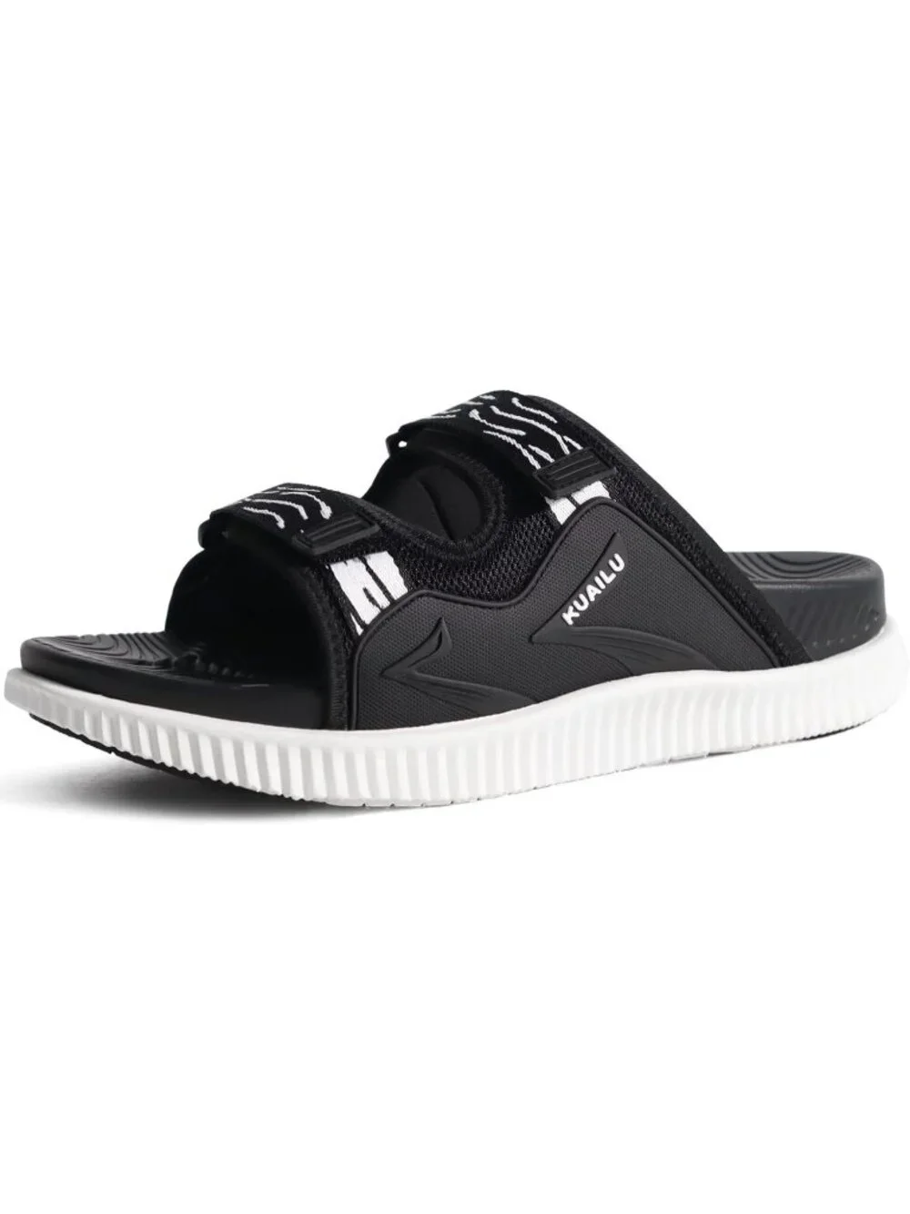 Men's Black White Athletic Thick Cushion Recovery Slides Orthotic Sandal Shoes